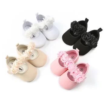 0-18M Бебе бебе момиче премия плат апартаменти сладък принцеса обувки малки деца 3D цвете първи проходилка яслите обувки за бебе душ