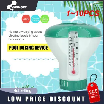 1 ~ 10PCS плувен басейн плаващ хлор дозатор с термометър дезинфекция автоматичен апликатор помпа плувен басейн инструмент