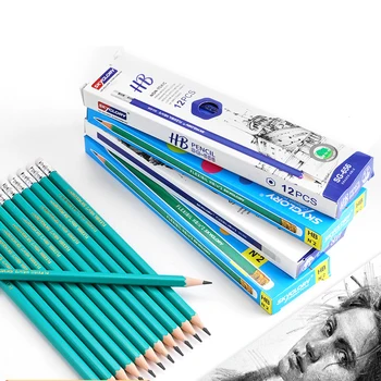 12PCS/Комплект Стандартни моливи Дърво HB молив с гумичка Деца Рисуване Молив Офис & Училище Писане Канцеларски материали