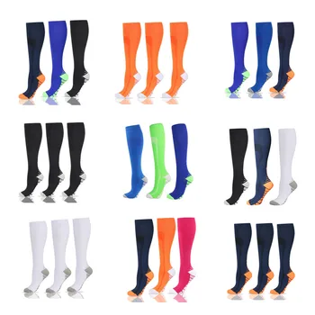 3 чифта компресионни чорапи мъже годни разширени вени футбол футбол чорапи 30 мм дамски чорапи за бягане колоездене спортен чорап