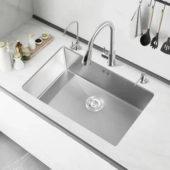 304 Кухненска мивка от неръждаема стомана Многократен размер Единична купа Undermount Basin за подобряване на кухненското приспособление с дренаж