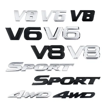 3d метално лого V6 V8 4wd спортна емблема писма кола багажник значка Decal за Toyota RAV4 Highlander V6 4WD спортни стикер аксесоари