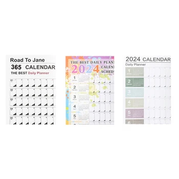 3PCS календар 2024 365 ден плакат календар сгъваем за училище домашен офис 29.2X20.7Inch