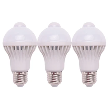 3X E27 LED крушка светлина сензор за движение светлина LED PIR сензор за движение лампа глобус крушка светлина лампа, 5W