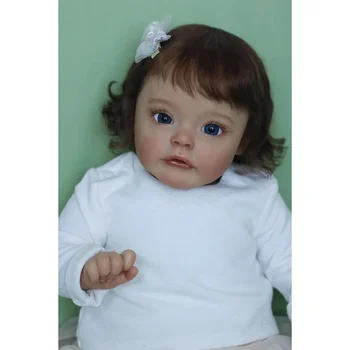 60CM Ръчно детайлно боядисване 3D Skin Real Baby Size Reborn Doll Sue-Sue Tone Hand Rooted Brown Hair Top Quality