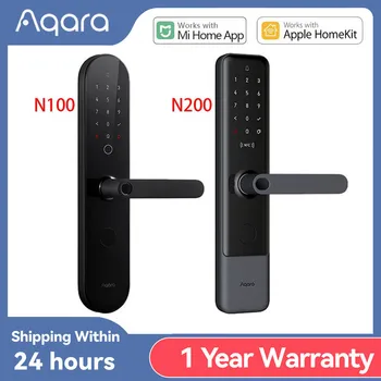 Aqara N100 N200 Интелигентно заключване на вратата Заключване на пръстови отпечатъци Подходящ за Bluetooth парола NFC Отключване на интелигентен дом Работа с Mihome Apple HomeKit