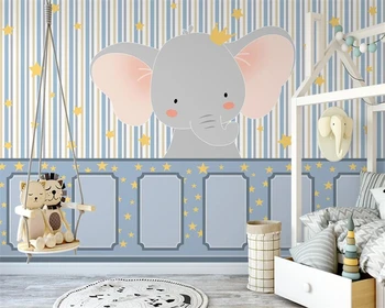 beibehang Персонализирайте новия скандинавски ръчно рисуван звезден бебешки слон детска стая тапет стенопис фон тапет