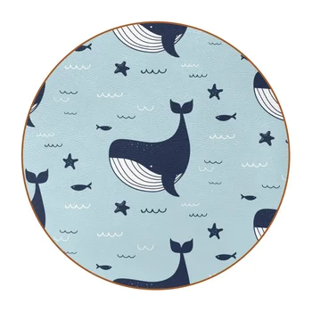 Cartoon кит керамични подложки за дърво маса модел океан животните настолна защита мат за чаши и чаши за кухня офис