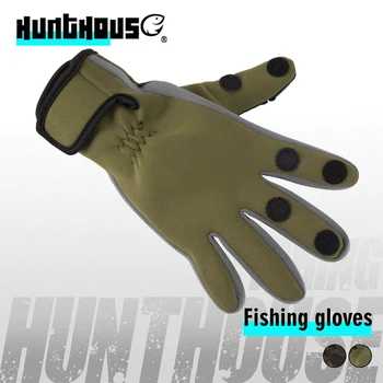 Hunthouse риболовни ръкавици зимни дишащи против хлъзгане спортна ръкавица водоустойчив три пръста нарязани оборудване запази топло риба справяне