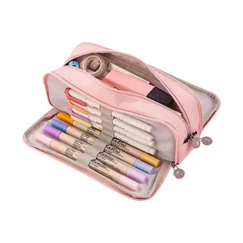 Kawaii лилаво платно молив случай сладък животински значка розови моливи големи училищни моливи чанти за моминско момиче канцеларски материали