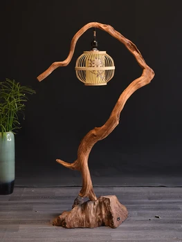 Natural Taihang Thuja Sutchuenensis Артистична настолна лампа Корен дърворезба Подова лампа Декорация Занаятчийска лампа Дърво Антична лампа
