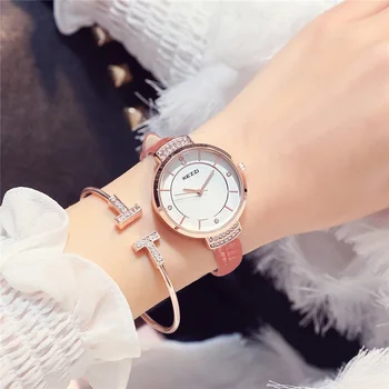 NO.2 KEZZI марка луксозни кристални кварцови часовници мода фини инкрустирани кристал набиране кожена каишка дами Dess Watch relogio