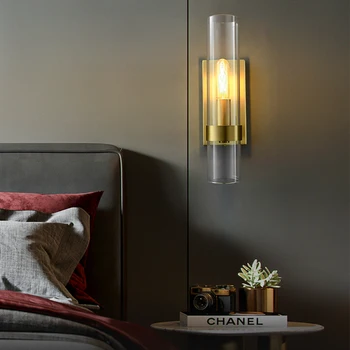 Nordic луксозен стил стенна лампа луксозен месинг черен доведе модерна лампа спалня коридор хол стълбище скрин