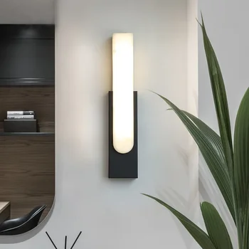 Nordic минималистичен мрамор стена светлина 7W камък Sconce лампа за спалня нощно шкафче стълбище Makepu огледало декор LED осветление