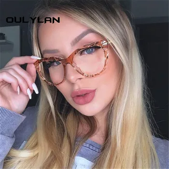 Oulylan Прозрачни очила за жени Модни рамки за очила за котешки очи Ясна рамка за късогледство