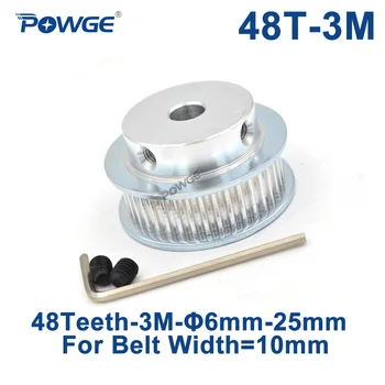 POWGE Arc Tooth 48 Teeth 3M синхронна ролка Отвор 8/10/12/14/15/16/17/19/20/25mm за ширина 10mm HTD3M Ангренажен ремък 48Teeth 48T