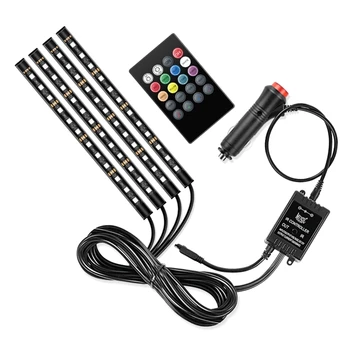 RGB 48LED интериорни светлини за автомобили с USB безжично дистанционно APP Музикален контрол Множество режими Осветление Декоративни N2UB