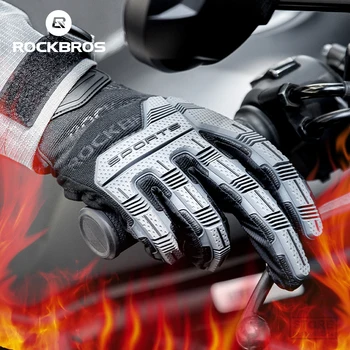 ROCKBROS Тактически ръкавици SBR удебелена подложка Колоездене удароустойчив дишащ GEL Bike Winter Warmer Full Finger Sport