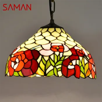 SAMAN Тифани висулка светлина съвременни LED цветни осветителни тела декоративни за дома трапезария