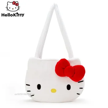 Sanrio Hello Kitty плюшен памук 3D цип голяма пазарска чанта Y2k Kawaii карикатура голям капацитет единична чанта за рамо Дамска чанта за купувачи