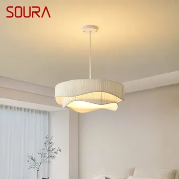 SOURA модерен висулка полилей светлина LED творчеството реколта плисета бяла висяща лампа за дома трапезария спалня