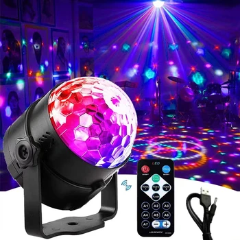 USB LED диско осветление с базова смукателна чаша, сценично осветление, активиране на 7 цвята диско осветление чрез дистанционно управление, рожден ден Dance Fam