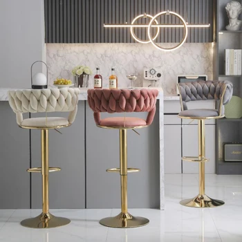 Velvet Nordic рецепция бар столове табуретка въртящ офис модерен регулируеми бар столове високо луксозни Cadeira бар мебели MR50BC