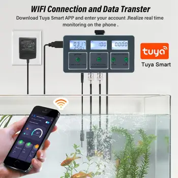 WiFi Tuya Smart PH метър Data Logger Temp TDS Salinity S.G. EC ORP Анализатор на монитори за тестер за вода за аквариуми Хидропоника на басейни