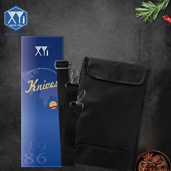 XYJ 13 джобове нож чанта трайни черен Оксфорд плат голям капацитет кухненски нож комплект чанта за съхранение с каишка