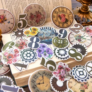 Yoofun 100pcs/lot Древен часовник номер стикери ретро дневник Скрапбукинг плановик DIY етикети творчески реколта канцеларски материали