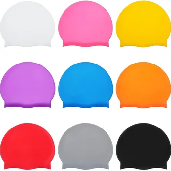 Басейн Оборудване за плуване Силиконови шапки за къпане Висока еластична шапка за гмуркане Дълга коса Големи плувни шапки Силиконови плувни шапки