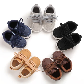Бебешки обувки пролетни и есенни стил висок връх устойчиви на хлъзгане удобни обувки за ходене с меки подметки