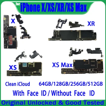 Безплатна доставка Чиста ICloud за iPhone X XR XS Max дънна платка 64GB 128GB 256G 100% тествана добре работеща оригинална дънна платка за отключване