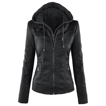 Горещи зимни дамски якета ветровка мотоциклет черен тънък връхни дрехи качулка палто плюс размер 7XL женски якета chaqueta mujer