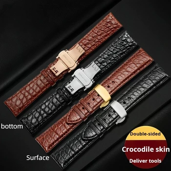 Двустранна каишка от кожа от крокодилска кожа 19 20 22mm За Omega Maurice Lacroix Tissot Longines TAG heuer часовник лента мъже аксесоари