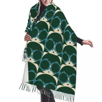 Женски дълъг зелен готин момиче модел мода универсален женски шалове жени зимата есен дебел топъл пискюл шал обвива шал