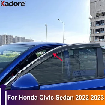 За Honda Civic Sedan 2022 2023 Дефлектори за прозорци Предпазител за декорация на вятъра Вентилационна козирка Дъждобран Trim Car Styling