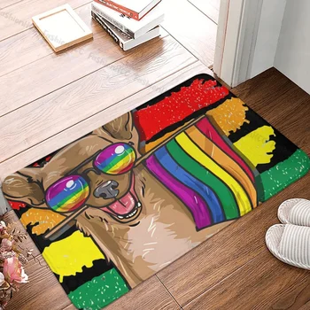 ЛГБТ гордост баня нехлъзгащ килим Чихуахуа дъга гордост спалня мат входна врата изтривалка етаж декор килим
