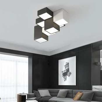 Минималистична лампа за спалня Модерни прости геометрични полилеи Луксозна личност Творческа черно-бяла комбинирана лампа за стая