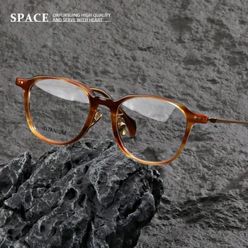 Мода ръчно изработени GMS-644 ацетат титан Мъжки очила рамки оптични очила Очила за четене жена персонализирани очила