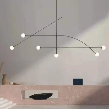 Модерен минималистичен линеен полилей Прост клон молекулярно стъкло топка висяща лампа дизайнер изкуство Начало декор Suspendu осветително тяло