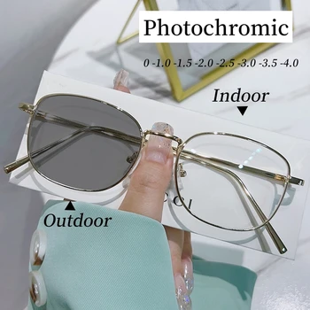 Модни фотохромни миопски очила за мъже жени реколта метал HD обектив късогледи очила завършени оптични очила