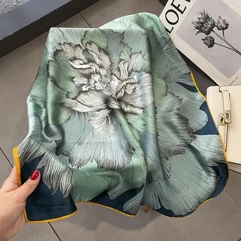 Нов 100% естествен копринен квадратен шал жени врата Foulard висококачествени шалове от бандана женски летни шалове популярни шалове
