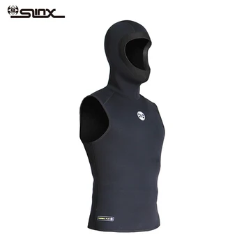 Нов 3MM неопрен сплит тип водолазен костюм с качулка без ръкави потник мъжки сърф водни спортове топло гмуркане без ръкави потник