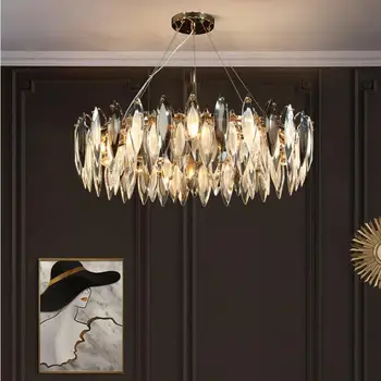 Нов луксозен кристален полилей LED златен хотел декоративно осветление модерна лампа за спалня 110V220V