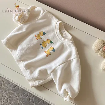 новородено бебе момиче момче памук сива врана пролет бебе малко дете дете дълъг ръкав суитчър случайни патица пуловер бебешки дрехи 9M-2Y