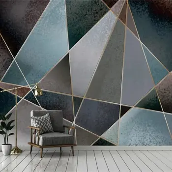 Персонализиран тапет 3d абстрактна геометрична линия цветен блок ретро носталгичен модерен минималистичен светлина луксозен фон стена фотообои