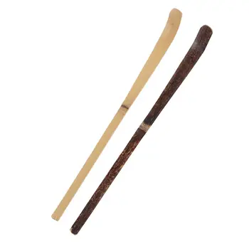 Прибор за готвене Кухненски инструмент за подправки Ръчно изработени чаени пръчици Листна шпатула Матча лъжица Черно бамбуково дърво