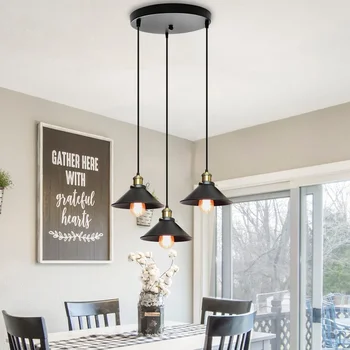 Реколта желязо черна висулка светлини скандинавски промишлени вятър таванско помещение висящи лампа за ресторант кухня бар хол дома декор
