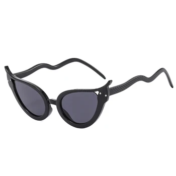 Ретро котешко око серпентина слънчеви очила за жени стилен уникален змия вълнообразни храмове новост очила